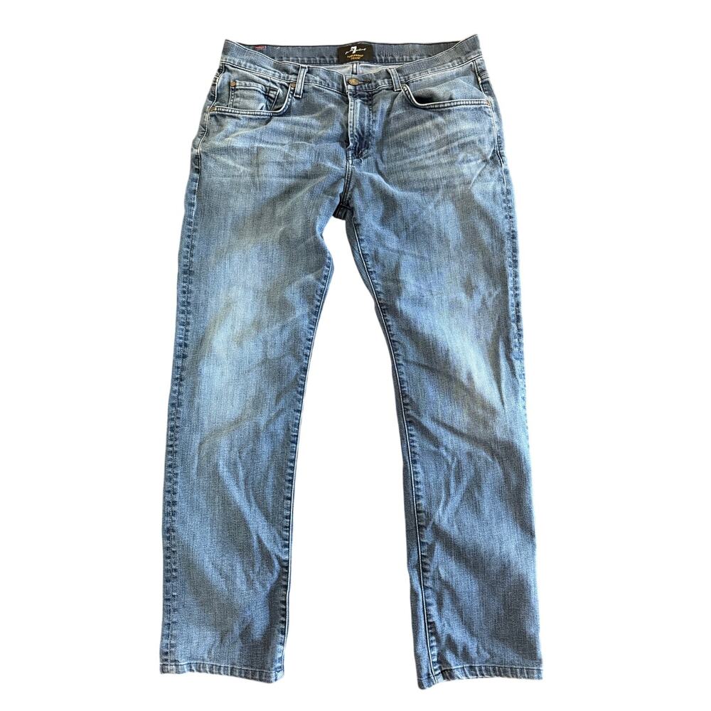 7 For All Mankind The Straight Medium Blue Wash Jeans 34/30